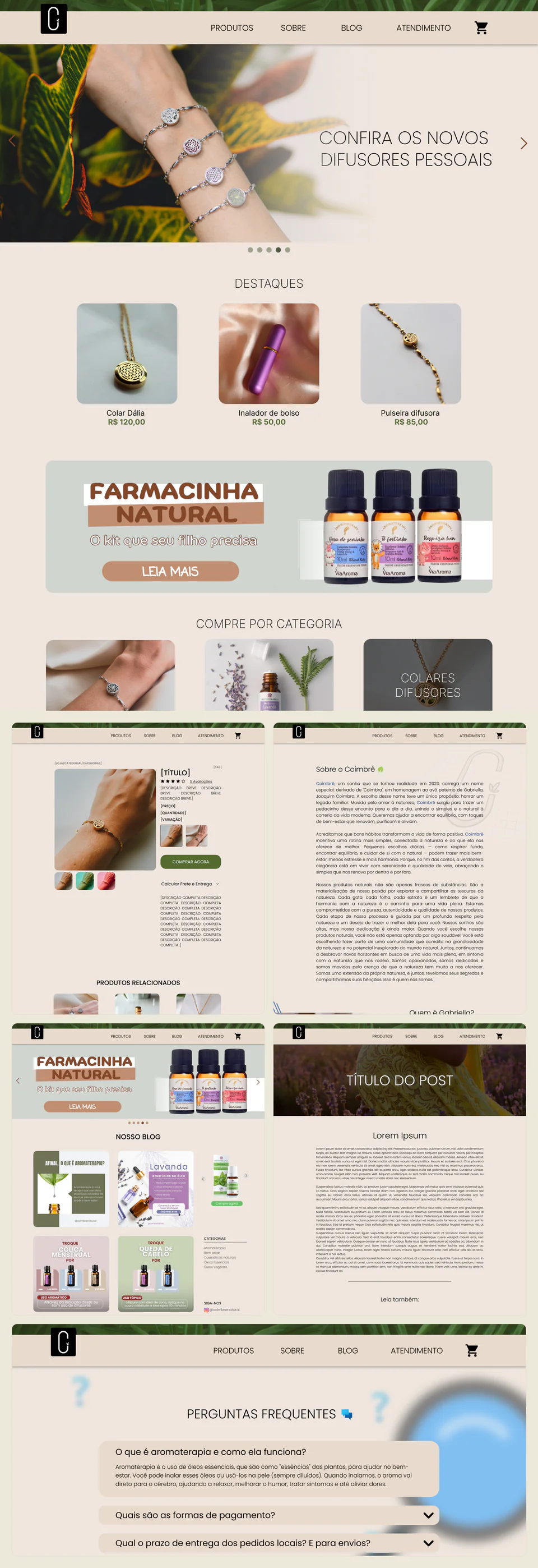 E-commerce Coimbrê Natural, Aromatherapy and personal diffusers