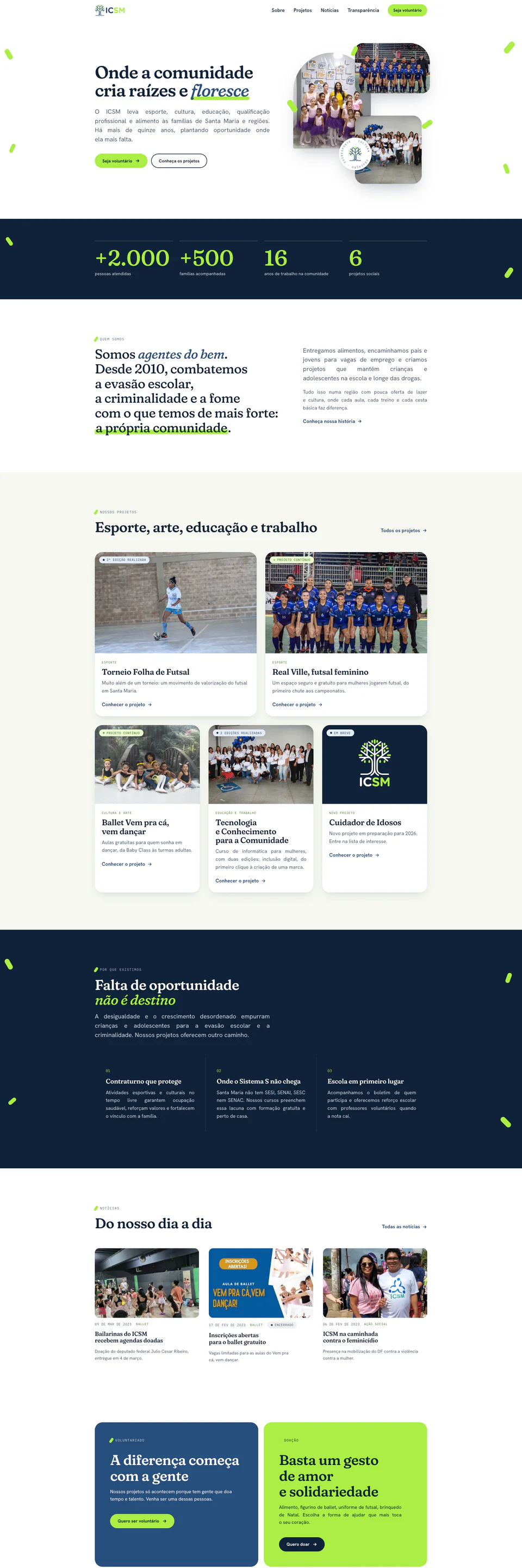 Site ICSM, OSC de esporte, cultura e educação em Santa Maria/DF